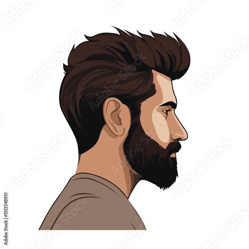 Professional vector illustration of a faceless cartoon male profile