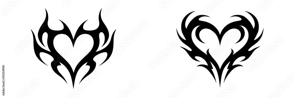 Obraz premium Unique tribal heart designs with intricate patterns suitable for tattoos and artistic expressions
