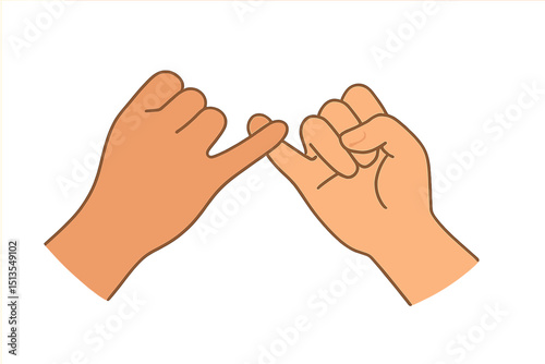 Two hands connecting with pinky promises to signify trust and friendship in a minimalist art style