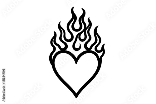 Flaming heart design symbolizing passion and intensity of emotions