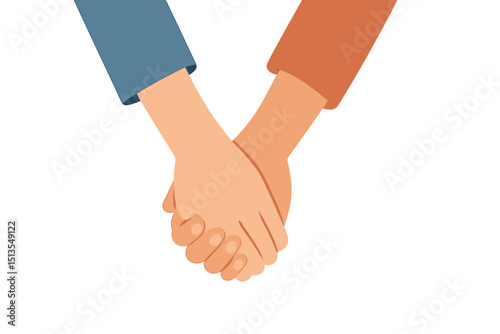 Two hands joining together in a warm gesture of friendship and connection