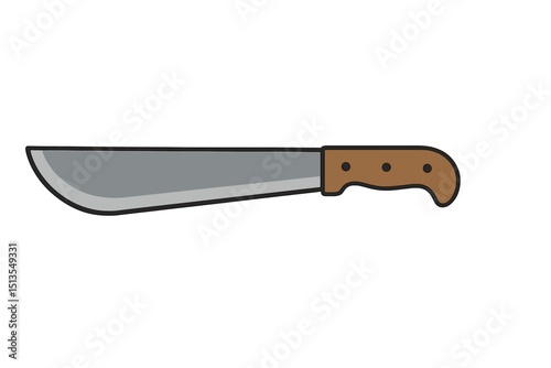 Sharp knife with a wooden handle designed for various culinary tasks and outdoor activities displayed against a plain background