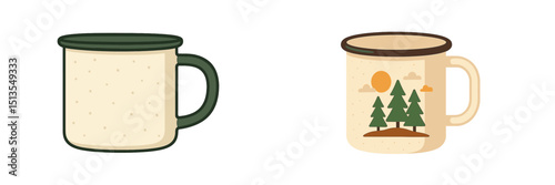 Enjoying warm beverages in decorative mugs amidst a peaceful outdoor backdrop in nature
