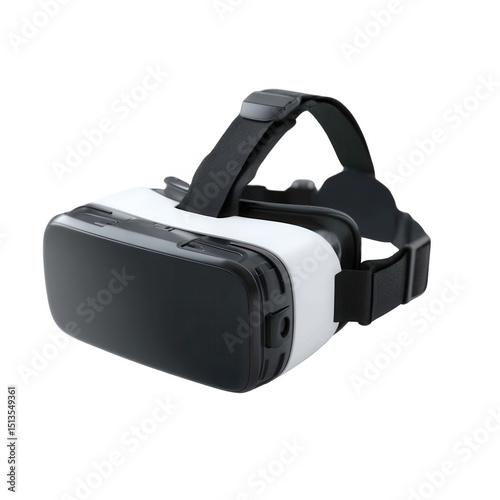 Virtual reality headset on a white isolated background, showcasing advanced technology for immersive experiences.