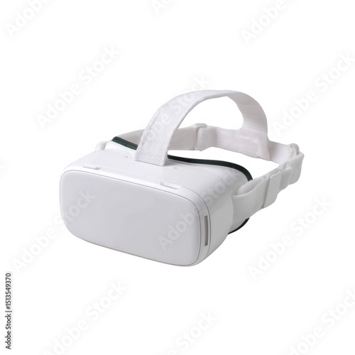 White virtual reality headset on a white isolated background, showcasing modern design and innovative technology for immersive experiences.