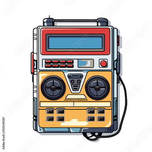 Vintage Portable Retro Videogame Console and Cassette Tape on White Background for Nostalgic Gaming Fans