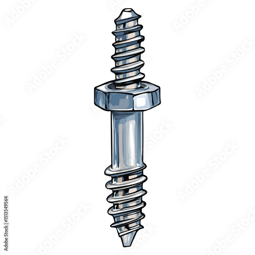 Detailed Screw Tool Isolated Vector Illustration for Mechanical Projects
