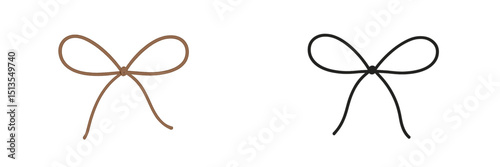 Two simple bow shapes displayed side by side in brown and black on a white background showcasing versatility in design