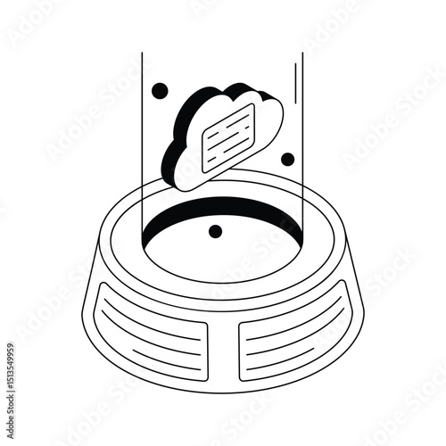 Trendy isometric icon showing futuristic cloud hologram effect