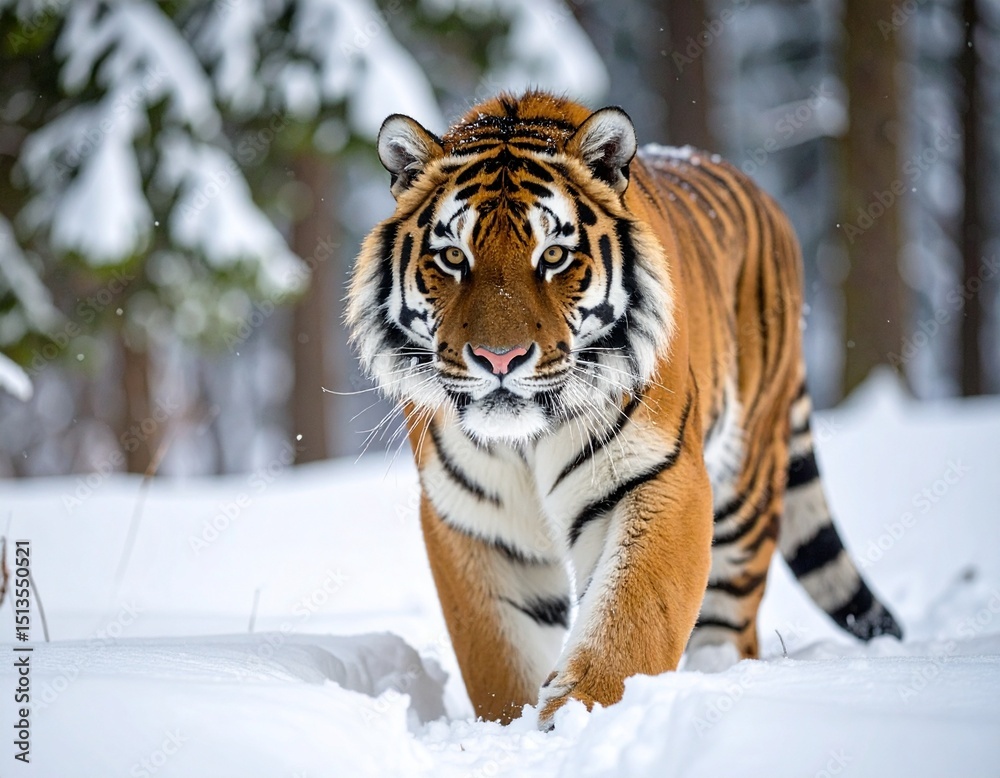 Fototapeta premium Siberian Tiger in a Snowy Forest