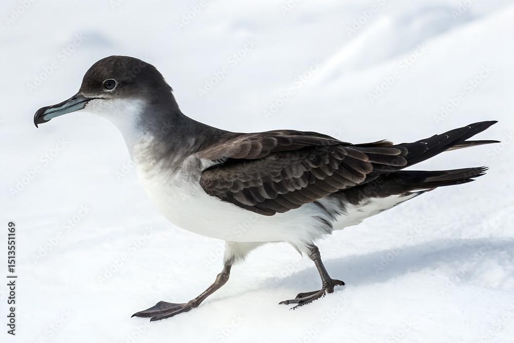 Obraz premium White seagull on snow, a wild shorebird with a distinctive beak by the water