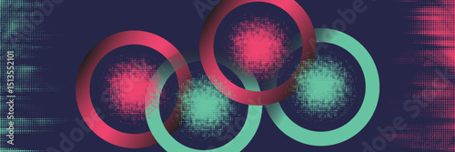 Abstract Intertwined Teal Pink Rings Circular Design Gradient Background Modern Minimalist Technology Concept Digital Art - background - high quality