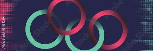 Abstract Intertwined Teal Pink Rings Circular Design Gradient Background Modern Minimalist Technology Concept Digital Art - background - high quality