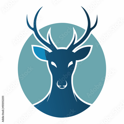 Illustration of a deer head inside of a circular shape