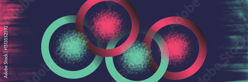 Abstract Intertwined Teal Pink Rings Circular Design Gradient Background Modern Minimalist Technology Concept Digital Art - background - high quality
