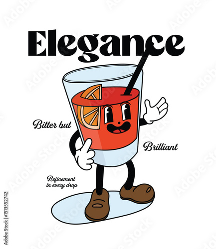 Elegant Cocktail Glass Character with Citrus Twist