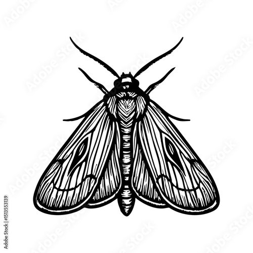 Armyworm Moth Line Art - Order Lepidoptera