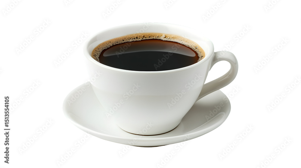 Obraz premium Elegant White Cup with Coffee on Isolated Background for Marketing Materials