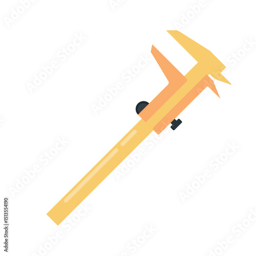Flat icon of a vernier caliper used to measure internal and external dimensions precisely.