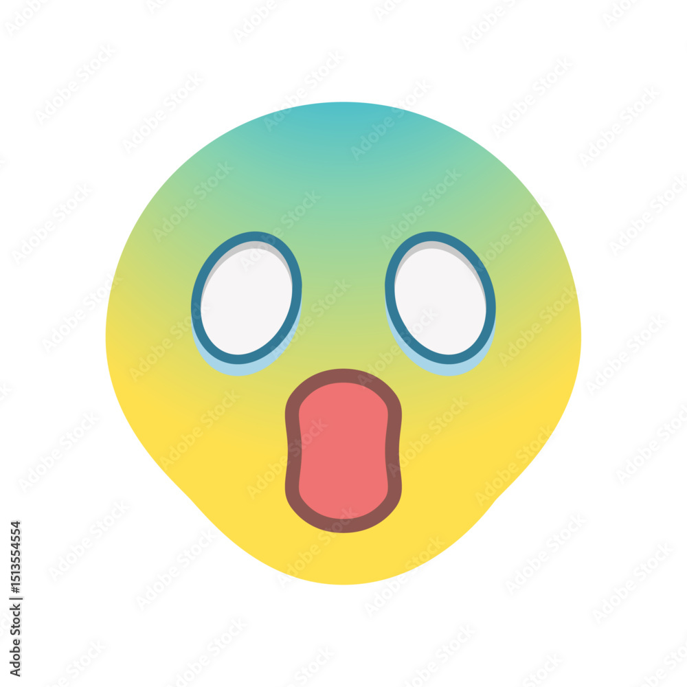 Fototapeta premium 叫んでいる青ざめた顔の絵文字 - 恐怖･驚き･パニックなどの感情のイメージ素材