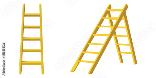 Two yellow ladders illustration