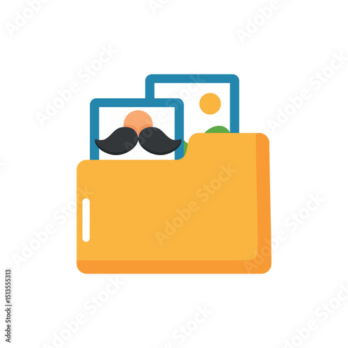 Yellow folder icon filled with photos, symbolizing father’s memories or family album.