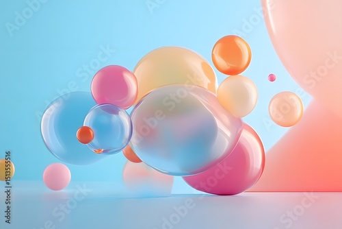 Pastel Sphere Abstract: Colorful Bubble Background