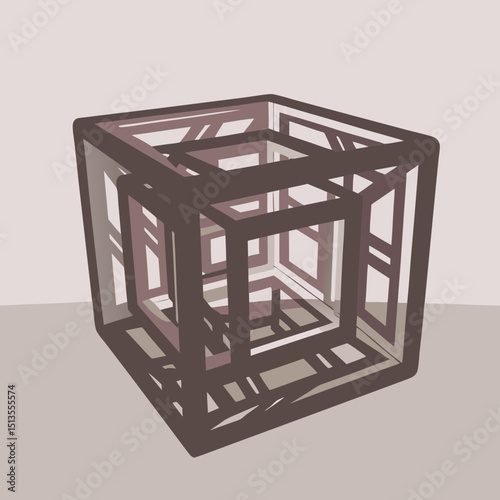 Abstract depiction of nested cubes in a geometric design