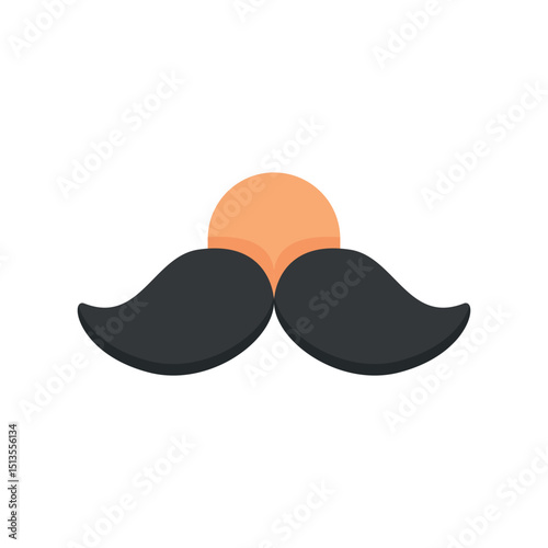 Flat icon of a classic black mustache, representing masculinity and father figures