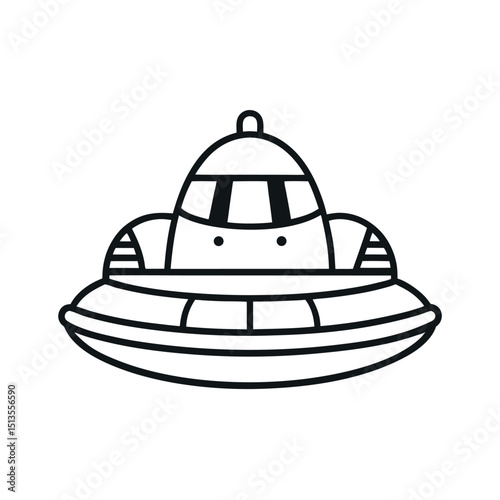 Hovercraft Side View Line Drawing Art