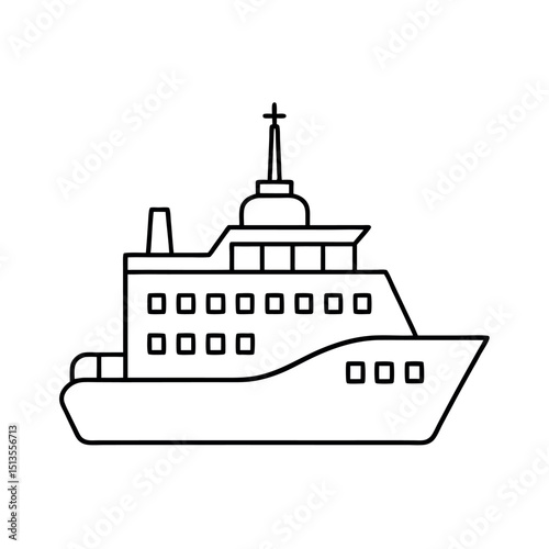 Icebreaker Ship Outline Vector Design