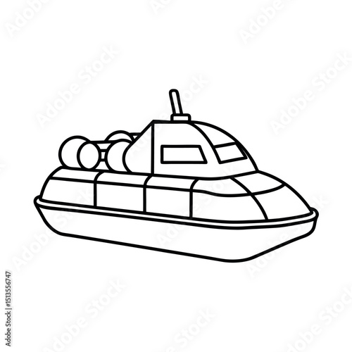 Hovercraft Vessel Profile Vector Sketch