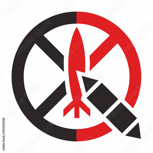 International Day Against Nuclear Tests Peace and Missile Icon Vector on White