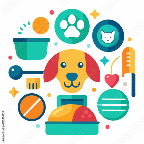 National Dog Day Cartoon Dog Breeds Vector Set on White Background