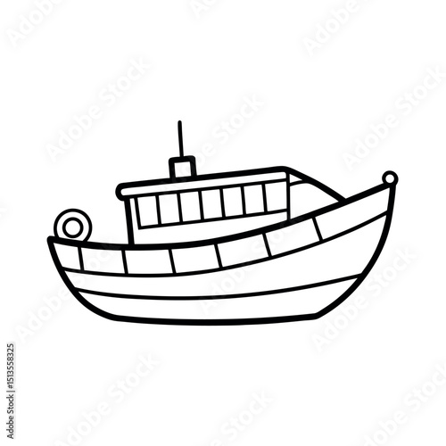 Lifeboat Outline Vector Side View Drawing
