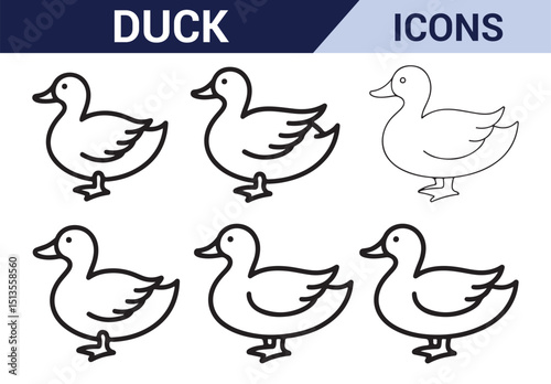 Nature and Wildlife Duck Icons - A set of clean and simple duck illustrations for outdoor and nature content.