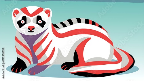 Cute baby polar bear in snow a fun wild animal illustration. AI-generated image