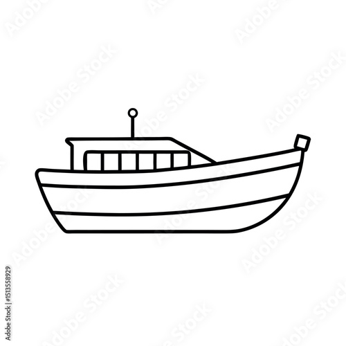 Lifeboat Profile Line Art Sketch Vector