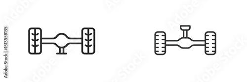 Different styles of vehicle axles displayed for comparison in a technical illustration