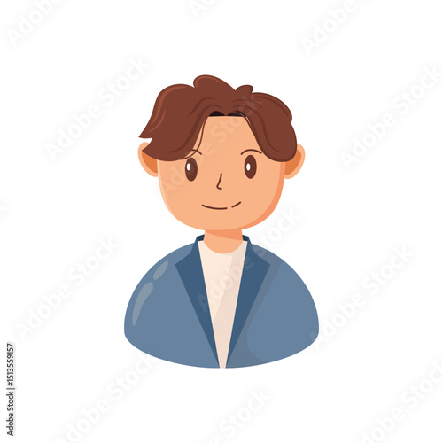 A flat-style male avatar illustration featuring a smiling young man with brown hair.