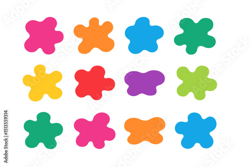Colorful abstract shapes arranged in a grid pattern for creative design projects or art inspiration