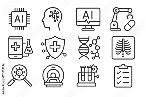 Innovations in healthcare technology featuring AI, robotics, and biotechnology concepts