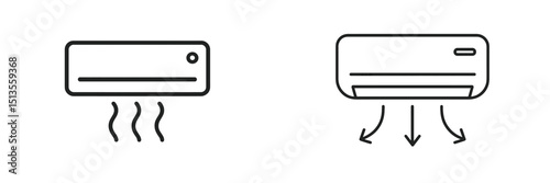 Illustration of air conditioning units showing cooling and heating functions in a simple design