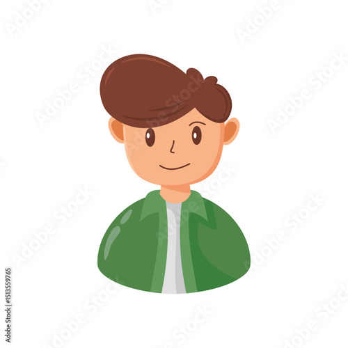A flat-style male avatar illustration featuring a smiling young man with brown hair.