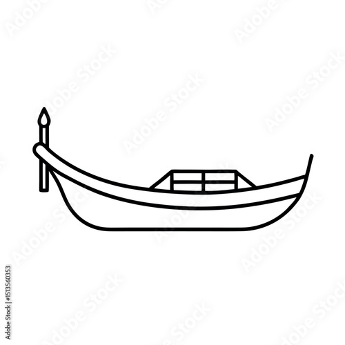 Traditional Gondola Side View Line Art