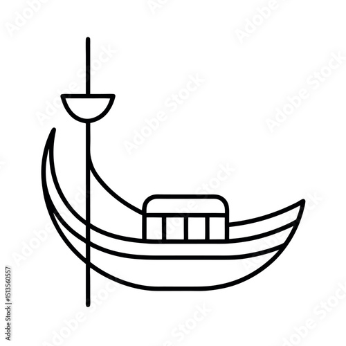 Classic Gondola Profile Drawing Vector Art