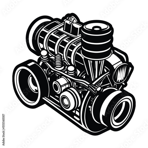 Drag Racing Engine with Exaggerated Blowers