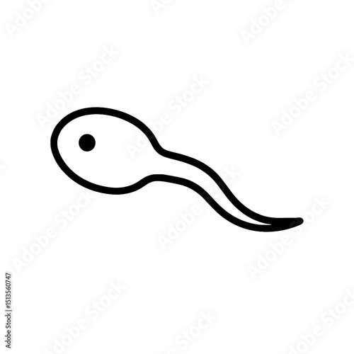 Minimalist line icon of single sperm cell, simple biological illustration, reproductive symbol