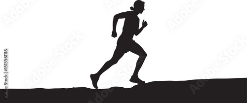 Silhouette of a Runner Jogging on a Hill