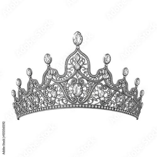Elegant Diamond Royal Crown – Luxury Silver Tiara for Pageants and Queens